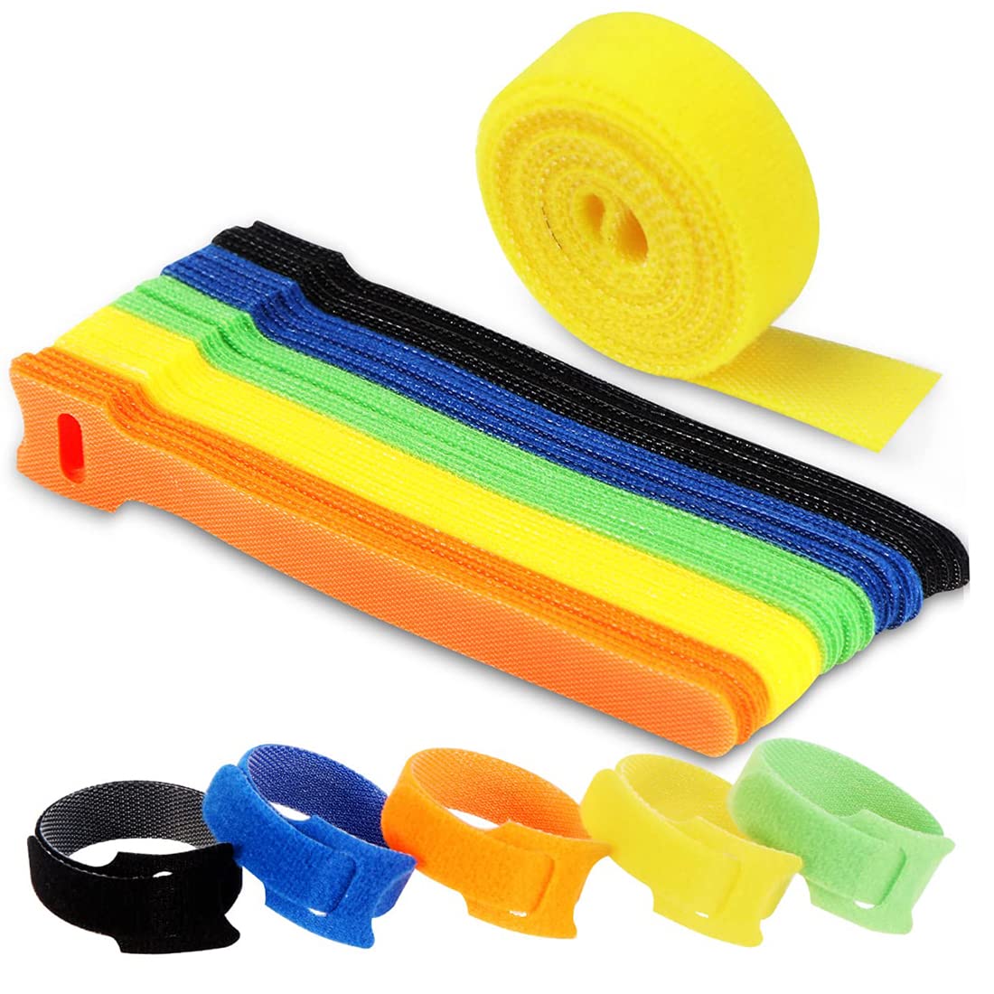 ZIBUYU 50pcs Cable Ties, Cable Ties Reusable Cable Organizer, Hook and Loop Microfiber Cloth Cord Ties, 6-Inch ZIBUYU 50pcs Cable Ties, Cable Ties Reusable Cable Organizer, Hook and Loop Microfiber Cloth Cord Ties, 6-Inch